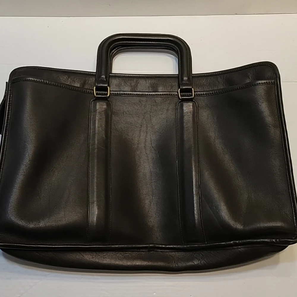 Coach Embassy Briefcase Portfolio Laptop Bag Black Leather 076-8031